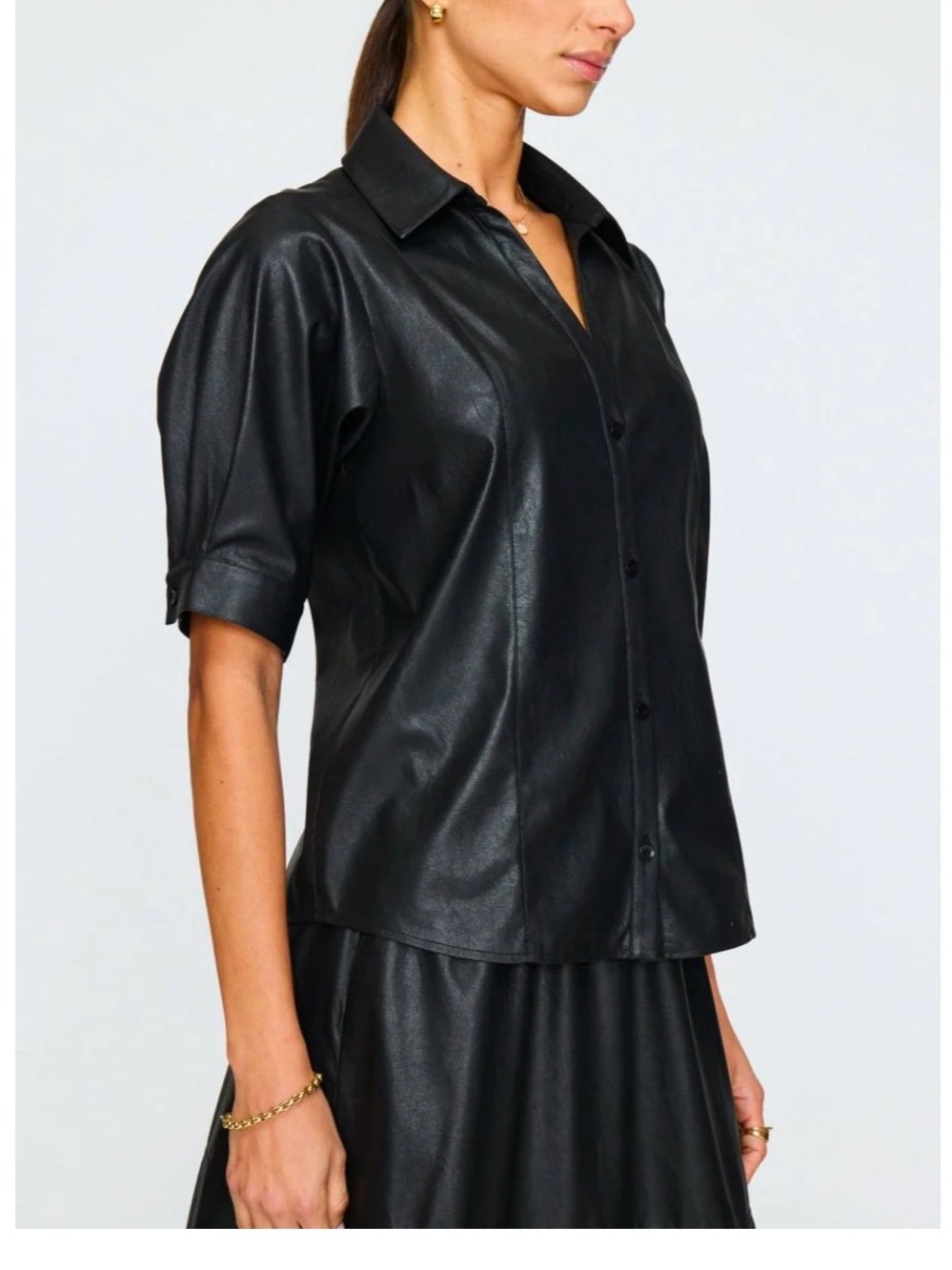 Brochu Walker Max Shirt - Black Vegan Leather Button-Up